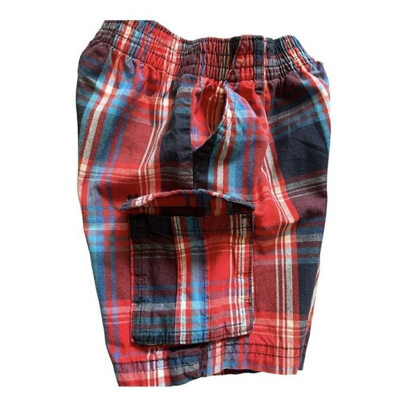 GARANIMALS plaid pull-up shorts elastic waist side/cargo pockets button Boy 2T - Picture 6 of 10